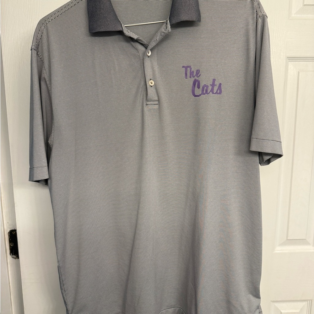 Peter Millar WCU Gray Polo with Purple "The Cats" Embroidery